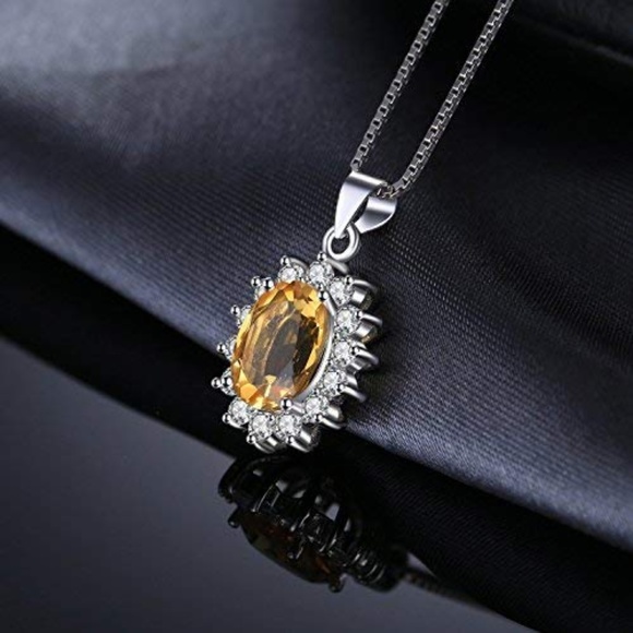 💛 1.7ct Citrine Necklace - 925 Sterling Silver - Picture 2 of 6